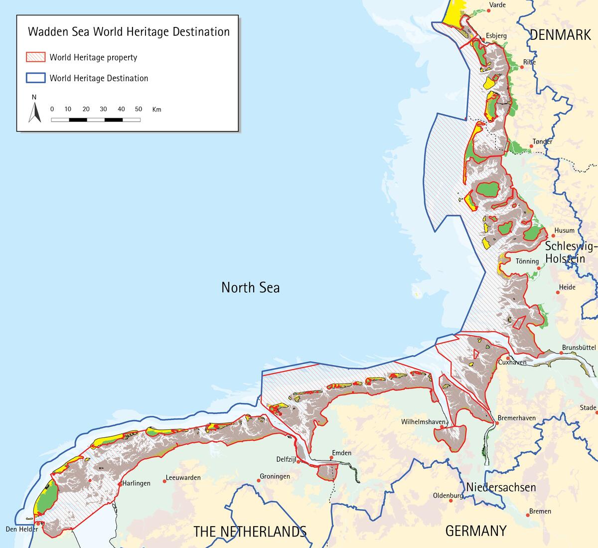 Map of the Wadden Sea Destination and World Heritage site. CWSS.